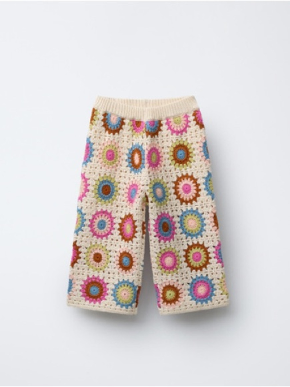 zara size 3 Cream Crochet Flower-Pattern Kids Pants boho coachella 2010